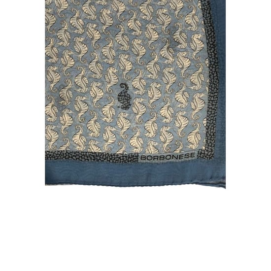 Bufanda de Seda Azul para Mujer Borbonese - Image 5