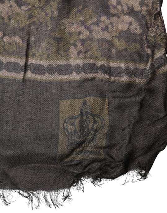 Bufanda Chal Masculina de Modal de Camuflaje Marrón Dolce & Gabbana - Image 3