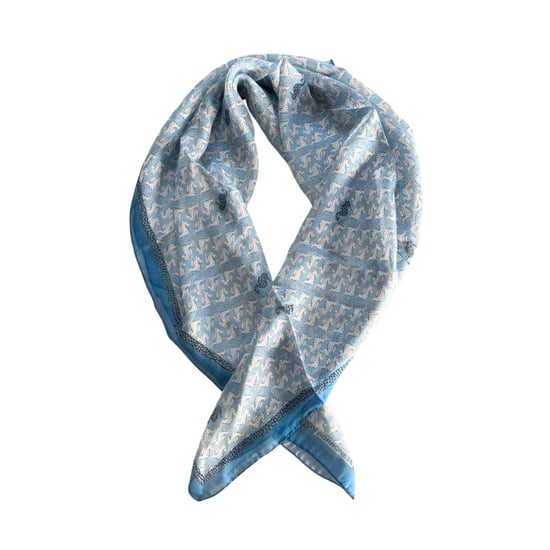 Bufanda de Seda Azul para Mujer Borbonese - Image 2