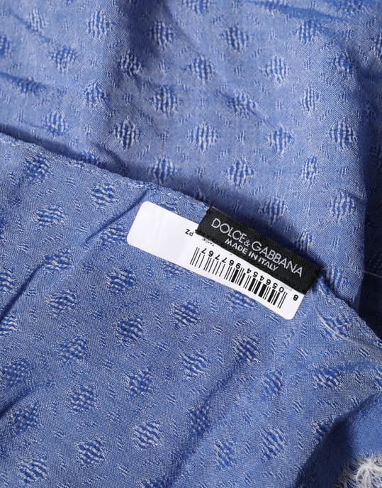 Estola de Encaje Azul de Dolce & Gabbana, Pañuelo de Algodón para el Cuello. - Image 5