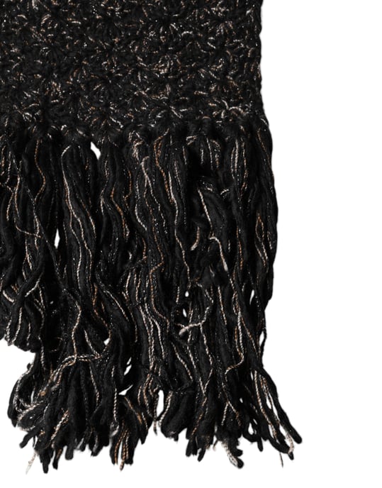 Foulard de lana negra con flecos de Dolce & Gabbana - Image 3