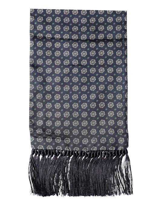 Bufanda de Cuello con Flecos Patrón Azul de Dolce & Gabbana - Image 3