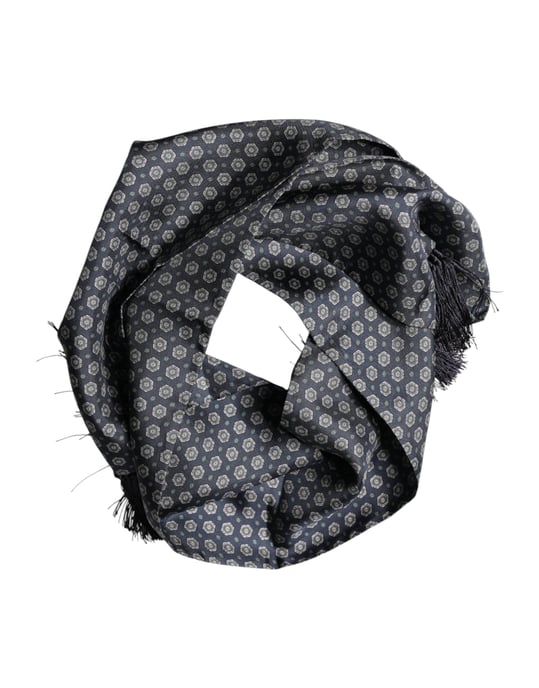 Bufanda de Cuello con Flecos Patrón Azul de Dolce & Gabbana - Image 4