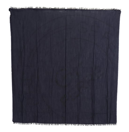 Bufanda de lana azul oscuro GF Ferre con flecos para cuello - Image 6