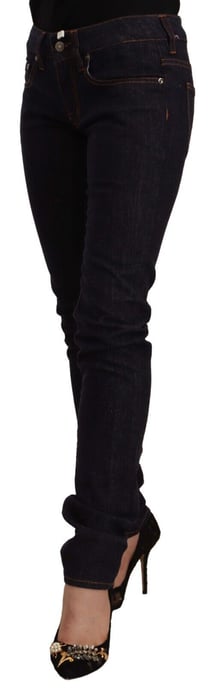 Jeans skinny de denim de algodón negro de cintura media GF Ferre - Image 3