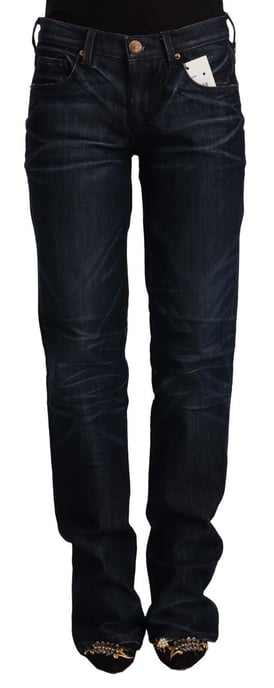 Jeans rectos de algodón denim en azul oscuro de talle medio Ermanno Scervino - Image 1