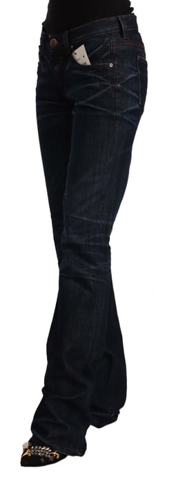 Jeans rectos de algodón denim en azul oscuro de talle medio Ermanno Scervino - Image 2