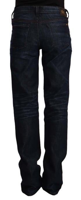 Jeans rectos de algodón denim en azul oscuro de talle medio Ermanno Scervino - Image 3