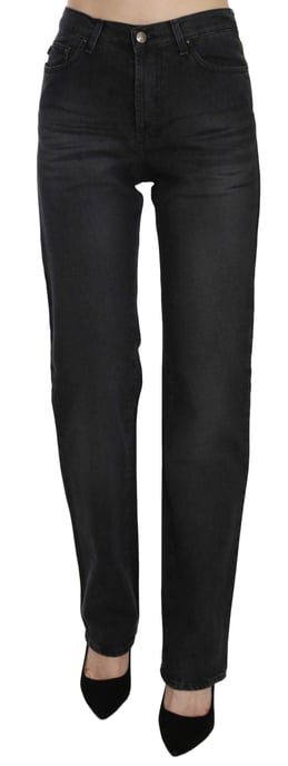 Pantalones de mezclilla rectos de cintura alta lavado negro Just Cavalli - Image 1