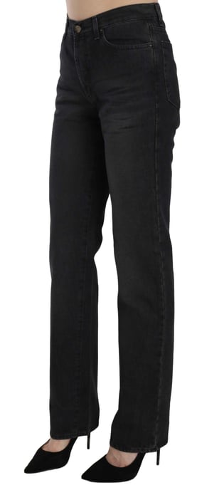 Pantalones de mezclilla rectos de cintura alta lavado negro Just Cavalli - Image 2