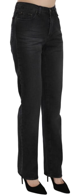 Pantalones de mezclilla rectos de cintura alta lavado negro Just Cavalli - Image 4
