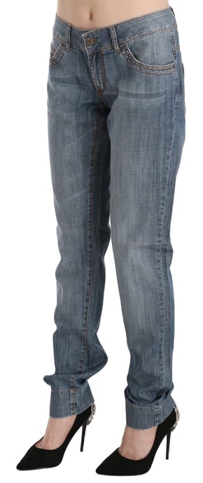 Pantalones de mezclilla ajustados de tiro bajo en algodón azul lavado Just Cavalli - Image 3