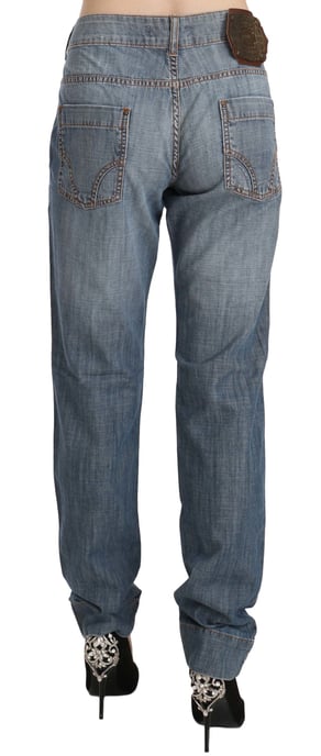 Pantalones de mezclilla ajustados de tiro bajo en algodón azul lavado Just Cavalli - Image 4
