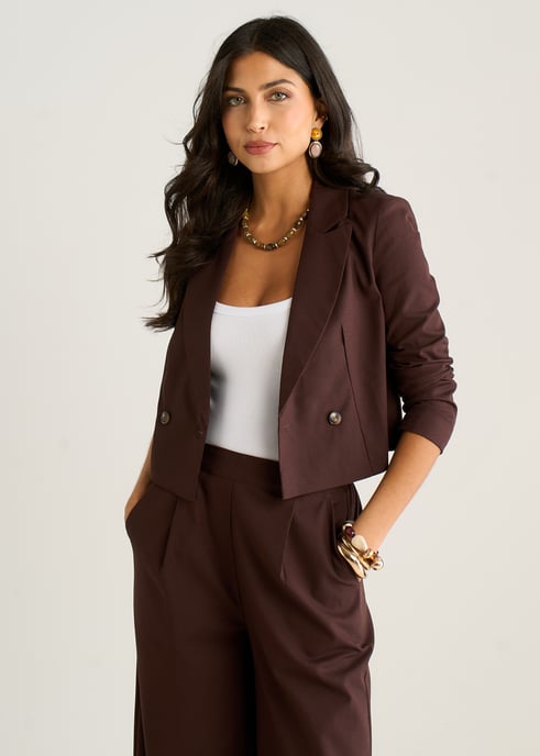 Chaqueta de lino marrón de doble botonadura - Image 3