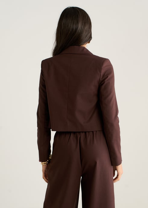 Chaqueta de lino marrón de doble botonadura - Image 4
