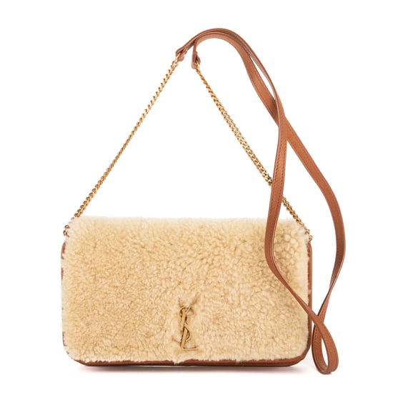 Yves Saint Laurent Loulou Shearling Pochette Mini en Beige/Marrón Cuero de ternero - Image 1