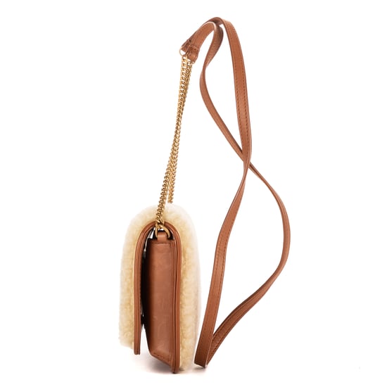 Yves Saint Laurent Loulou Shearling Pochette Mini en Beige/Marrón Cuero de ternero - Image 3