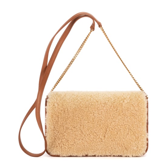 Yves Saint Laurent Loulou Shearling Pochette Mini en Beige/Marrón Cuero de ternero - Image 5