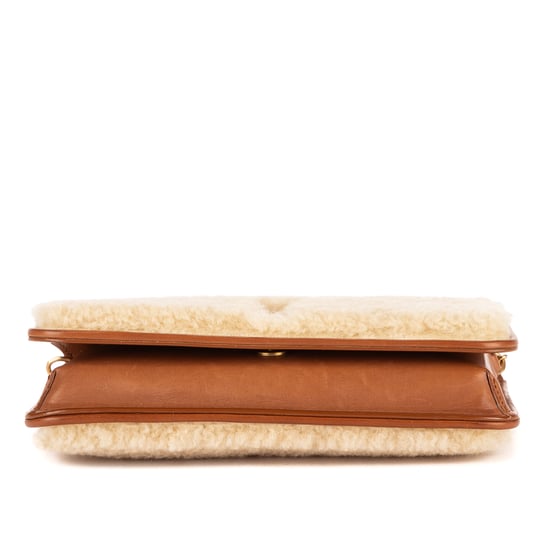 Yves Saint Laurent Loulou Shearling Pochette Mini en Beige/Marrón Cuero de ternero - Image 6