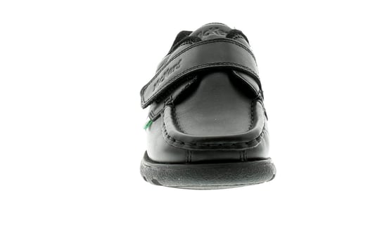 Zapatos escolares para niños Kickers Fragma Strap3 de cuero con cierre de velcro negro - Image 2