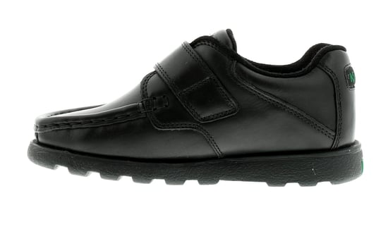 Zapatos escolares para niños Kickers Fragma Strap3 de cuero con cierre de velcro negro - Image 3