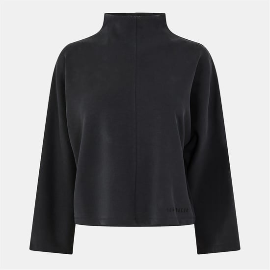 Sudadera de Cuero Cupro para Mujer con Cuello Alto Relajado en Negro de Ted Baker - Image 1