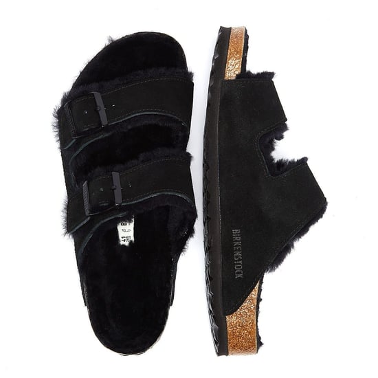Birkenstock Arizona Fur Black Sandals - Image 6