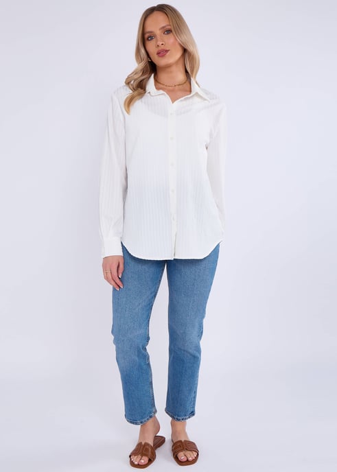 Camisa de verano oversize con textura en color blanco - Image 1