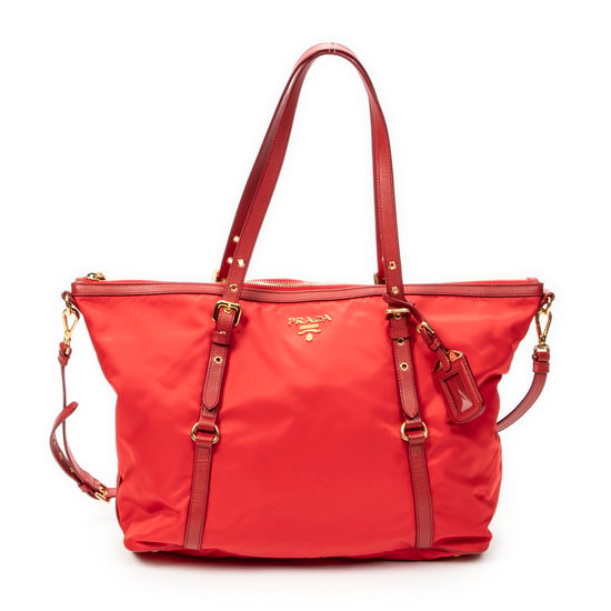 Prada Convertible Zip Tote en Red Lienzo - Image 1