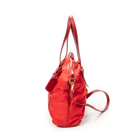 Prada Convertible Zip Tote en Red Lienzo - Image 3