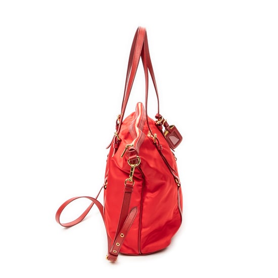Prada Convertible Zip Tote en Red Lienzo - Image 4