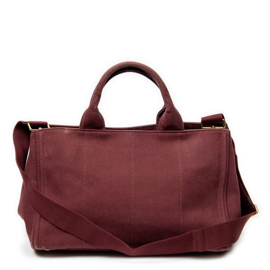 Prada Medium Rhinestone Canapa Tote en Borgoña Lienzo - Image 5