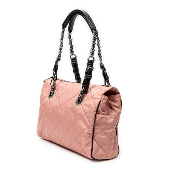 Prada Chain Zip Tote en rosa Lienzo - Image 2