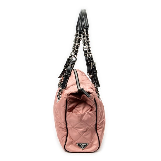 Prada Chain Zip Tote en rosa Lienzo - Image 4