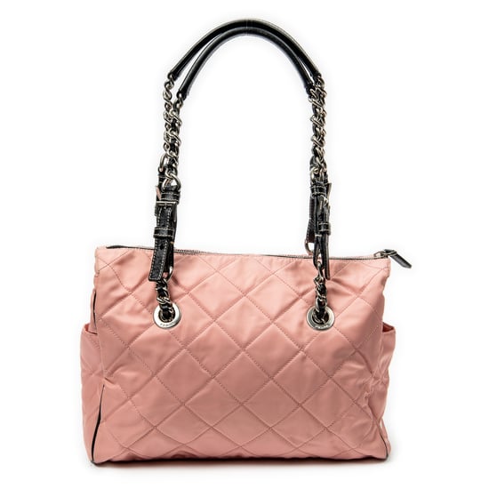 Prada Chain Zip Tote en rosa Lienzo - Image 5