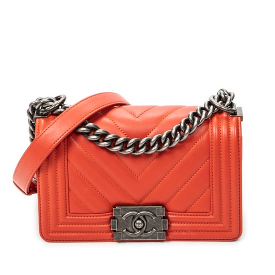 Chanel Small Boy en naranja Cuero de ternero - Image 1