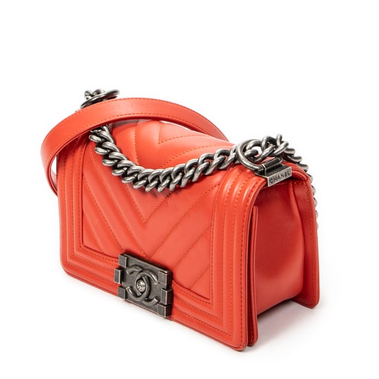 Chanel Small Boy en naranja Cuero de ternero - Image 2