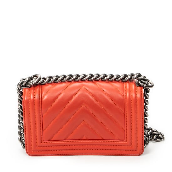 Chanel Small Boy en naranja Cuero de ternero - Image 5