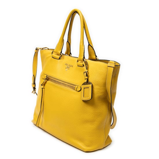 Prada Convertible Zip Tote en amarillo Cuero de ternero - Image 2