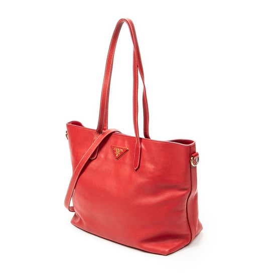 Prada Convertible Open Shopping Tote en Red Cuero de ternero - Image 2