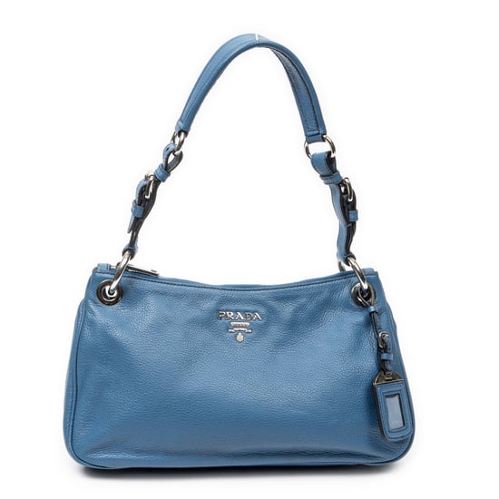 Prada Buckle Zip Hobo en Blue Cuero de ternero - Image 1