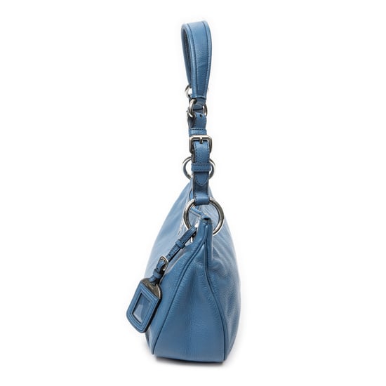 Prada Buckle Zip Hobo en Blue Cuero de ternero - Image 3