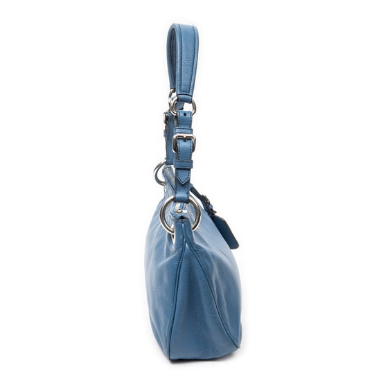 Prada Buckle Zip Hobo en Blue Cuero de ternero - Image 4
