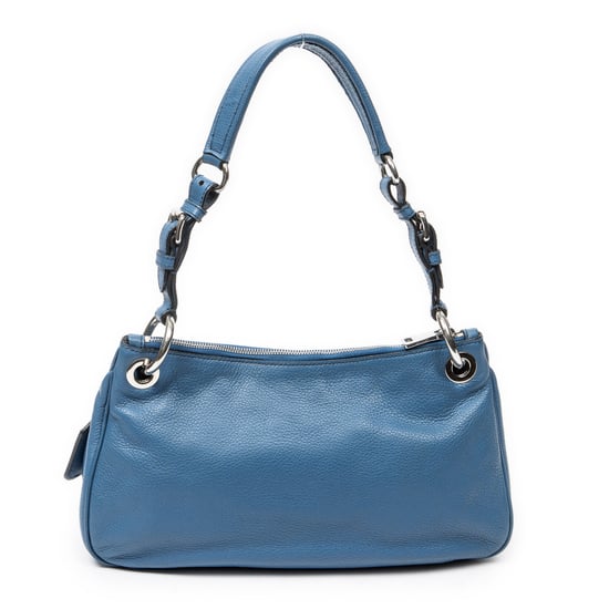 Prada Buckle Zip Hobo en Blue Cuero de ternero - Image 5