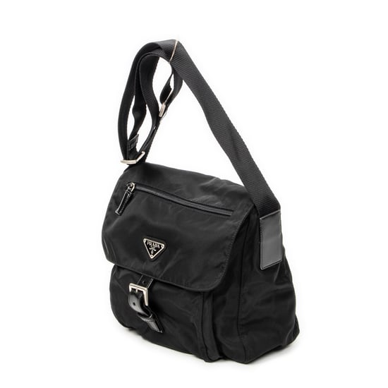 Prada Small Buckle Flap Crossbody en negro Lienzo - Image 2