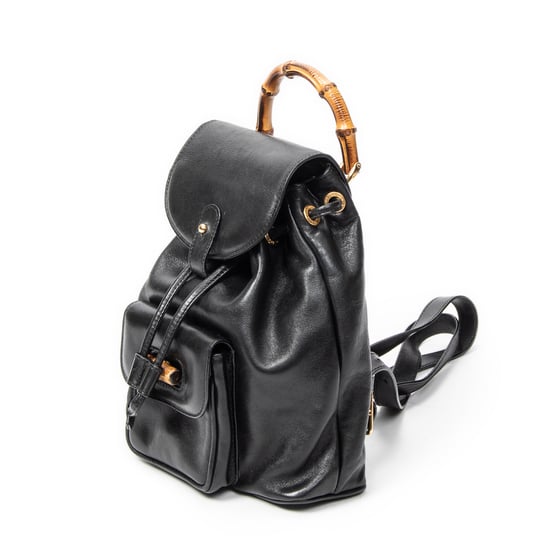 Gucci Mini Bamboo Backpack en negro Cuero de ternero - Image 2