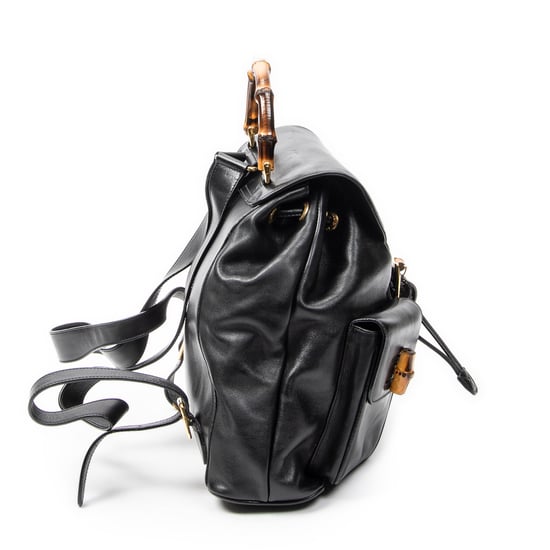 Gucci Large Bamboo Backpack en negro Cuero de ternero - Image 4