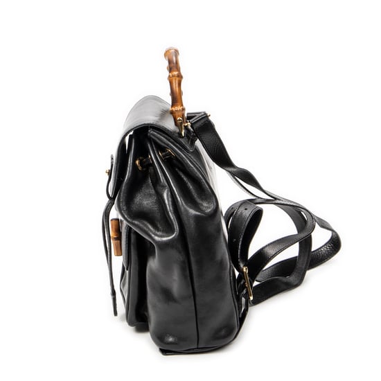 Gucci Mini Bamboo Backpack en negro Cuero de ternero - Image 3