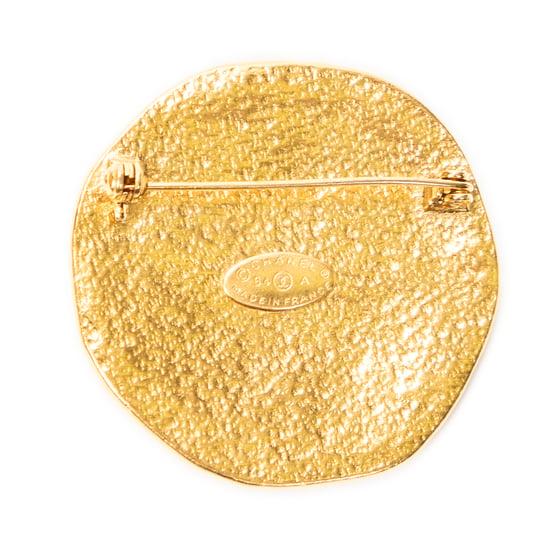 Chanel CC Round Sun Brooch Pin en oro Acero inoxidable sin níquel - Image 3