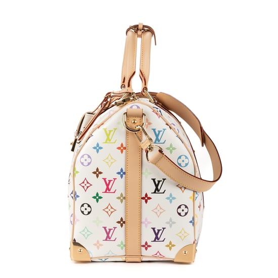 Louis Vuitton Ltd. Ed. LV x Takashi Murakami Keepall Bandoulière 45 45 en Blanco/Multicolor Lienzo recubierto - Image 3